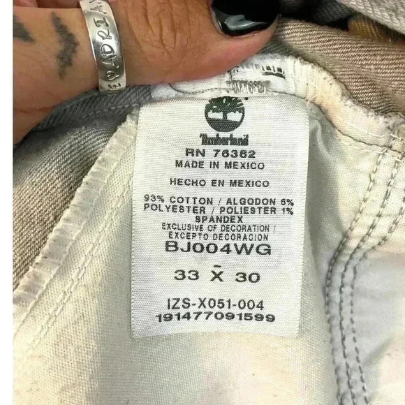 Timberland Gray Charcoal Wash Stretch Denim 33x30 Straight Jeans Mens - Picture 2 of 13